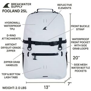 Breakwater Supply™ Fogland Waterproof Submersible Backpack with Laptop Sleeve & Airtight Zippers for Outdoors, Travel, Boating, Kayaking, Surfing, Floating Dry Bag, Unisex, TPU (Fog White, 25L)