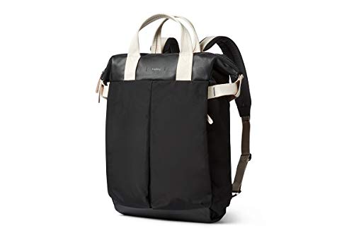 Bellroy Tokyo Totepack - Premium Edition (Convertible Leather Panel Fashion Backpack/Tote Bag, Fits 16” Laptop) - Black Sand