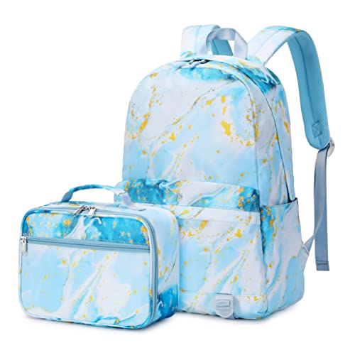 2PCS Cute Colorful Printing Backpack 17.8 Inches Elementary Schoolbag Middle School Travel Daypack For Teen Girls