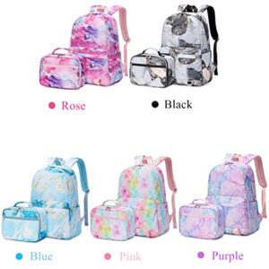 2PCS Cute Colorful Printing Backpack 17.8 Inches Elementary Schoolbag Middle School Travel Daypack For Teen Girls