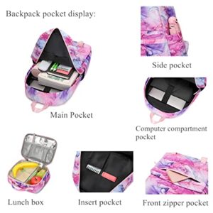 2PCS Cute Colorful Printing Backpack 17.8 Inches Elementary Schoolbag Middle School Travel Daypack For Teen Girls