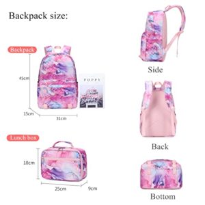 2PCS Cute Colorful Printing Backpack 17.8 Inches Elementary Schoolbag Middle School Travel Daypack For Teen Girls