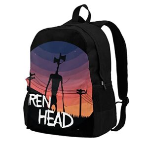 teedemon siren head horror classic backpack men women backpack with durable schoolbag, book bags daypack for outdoor collegem travel, one size