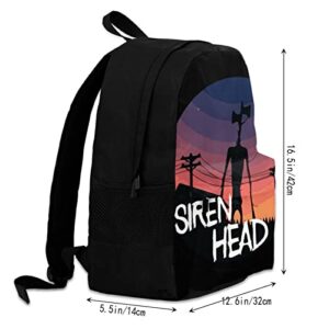 TeeDemon Siren Head Horror Classic Backpack Men Women Backpack with Durable SchoolBag, Book Bags Daypack for Outdoor Collegem Travel, One Size