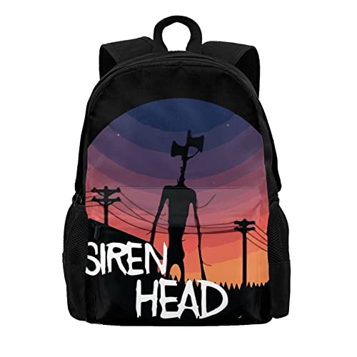 TeeDemon Siren Head Horror Classic Backpack Men Women Backpack with Durable SchoolBag, Book Bags Daypack for Outdoor Collegem Travel, One Size