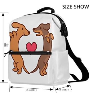 ALAZA Dachshund Love Heart Casual Backpack Lightweight Travel Daypack Bag