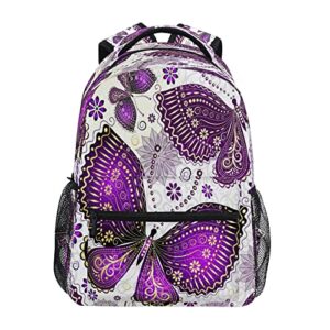 alaza butterfly violet flower purple travel laptop backpack business daypack school bag bookbag fit 15.6 inch laptops for women men girls