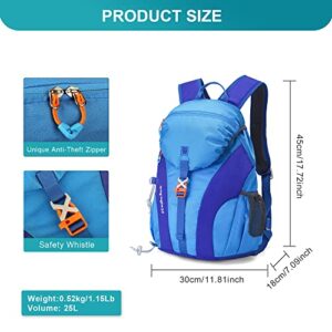 Lightweight Hiking Backpack Water Resistant,25L Daypack Small Backpack for Travel (Blue, 25L)