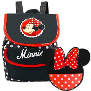 minnie mouse denim backpack – bundle with minnie mouse backpack for toddler girls kids, minnie lunch box | disney minnie mouse backpack for girls