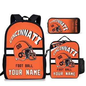jwpibuk personalize backpack with lunch box pen case cincinnati customized name number bags 3 piece set for girls boys