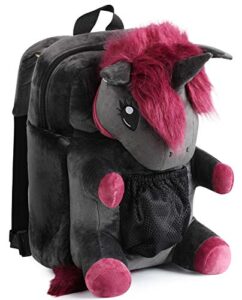 corimori 1857″”ruby” the punk unicorn schoolbag backpack, girls/women, black plush laptop bag 15 inches