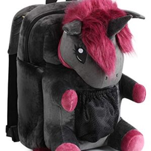 Corimori 1857""Ruby" The Punk Unicorn Schoolbag Backpack, Girls/Women, Black Plush Laptop Bag 15 Inches