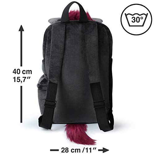 Corimori 1857""Ruby" The Punk Unicorn Schoolbag Backpack, Girls/Women, Black Plush Laptop Bag 15 Inches