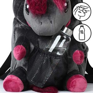 Corimori 1857""Ruby" The Punk Unicorn Schoolbag Backpack, Girls/Women, Black Plush Laptop Bag 15 Inches