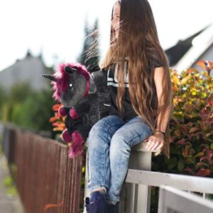 Corimori 1857""Ruby" The Punk Unicorn Schoolbag Backpack, Girls/Women, Black Plush Laptop Bag 15 Inches