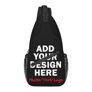 custom bag sling crossbody bags chest for men women customize personalized shoulder backpack travel hiking daypacks with text image daypack casual backpack, black-3, 15.3×7.2×3.5 in