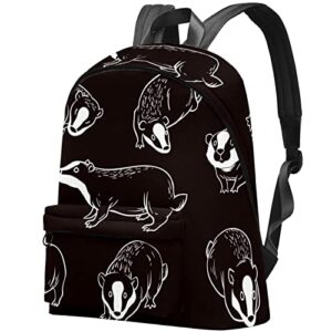 large canvas backpack cute honey badger black background college school men & women