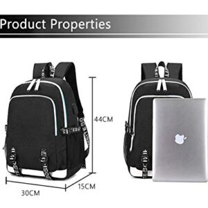 jupkem Anime adventure game Backpack Bag USB with Charging Port Student School Bag Laptop Cosplay for Boys Girls (Black 3, Large)