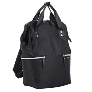 BODHI Doctor Bag Style Top Load Backpack Purse With Front Large Zipper Pockets, Black