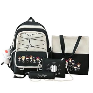 alikpop backpack jimin suga jin taehyung v jungkook korean casual backpack daypack laptop college bag bookbag school backpack (black1)
