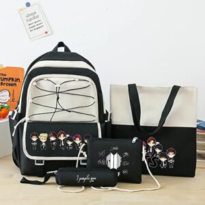 Alikpop Backpack Jimin Suga Jin Taehyung V Jungkook Korean Casual Backpack Daypack Laptop College Bag Bookbag School Backpack (BLACK1)