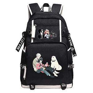 SPY×FAMILY Cartoon School Bags Teenagers Large Bookbag Oxford Women Travel Backpack USB Charging Laptop Bagpack(3)