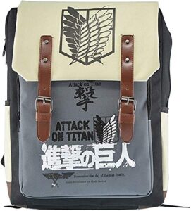 hamiqi attack on titan investigative corps backpack schoolbag (blue & white)