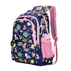 sarhlio kids backpack 17″ for girls light weight 600 denier polyester water resistant large cute school bags with unicorn for elementary school outdoor travel(bpk18c)