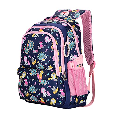 SARHLIO Kids Backpack 17" for Girls Light Weight 600 Denier Polyester Water Resistant Large Cute School Bags with Unicorn for Elementary School Outdoor Travel(BPK18C)