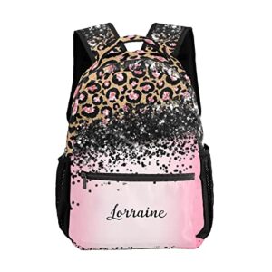 liveweike pink leopard print personalized kids backpack with name teen girl boy primary school travel bag