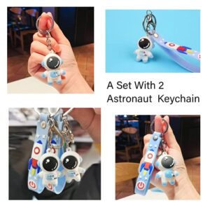 Kids Backpack Boys School Backpack Space Girls 4-10 Large Bookbag Teens Back school Supplies with Pencil Case Kawaii Astronaut Keychains Set