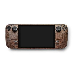 mightyskins skin compatible with valve steam deck – brown pleather | protective, durable, and unique vinyl decal wrap cover | easy to apply, remove, and change styles | made in the usa