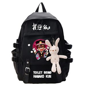 samarr zbibyo anime hanako-kun backpack for school cute with doll pendant, yashiro nene unisex cosplay bookbag (black5)