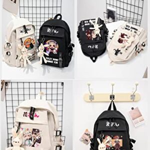 Samarr ZBIBYO Anime Hanako-kun Backpack for School Cute With doll pendant, Yashiro Nene unisex cosplay bookbag (Black5)