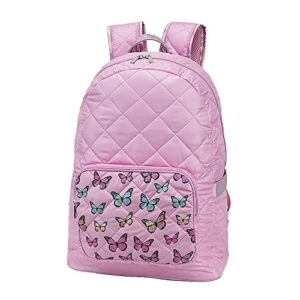 Top Trenz School or Camp Backpack or Daypack (Light Pink Puffer w/ Butterfly Pocket)