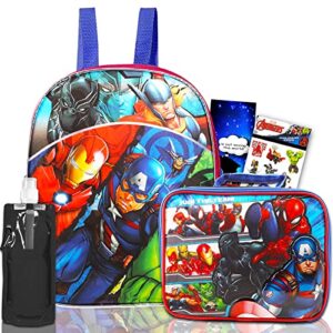 marvel avengers mini backpack with lunch box set – bundle with 11″ avengers backpack, marvel lunch bag, water bottle, stickers, more | avengers backpack for toddlers