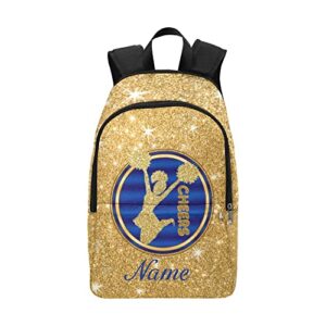 cuxweot personalized blue and gold cheerleader backpack with name custom travel daypack bag for man woman gifts