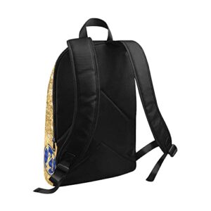 CUXWEOT Personalized Blue and Gold Cheerleader Backpack with Name Custom Travel Daypack Bag for Man Woman Gifts