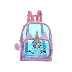 holographic clear unicorn backpack purse see-through casual daypack satchel travel shoulder bag one size