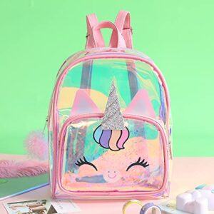 Holographic Clear Unicorn Backpack Purse See-through Casual Daypack Satchel Travel Shoulder Bag One Size