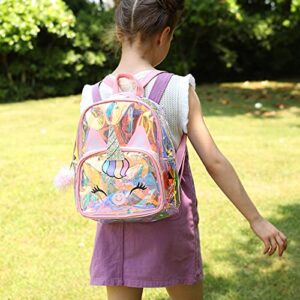 Holographic Clear Unicorn Backpack Purse See-through Casual Daypack Satchel Travel Shoulder Bag One Size