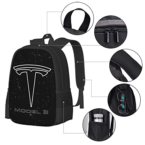 Te-Sla Model-3-Logo Bag Backpack School Bag Adjustable Large Capacity Leisure Travelling Bag Unisex