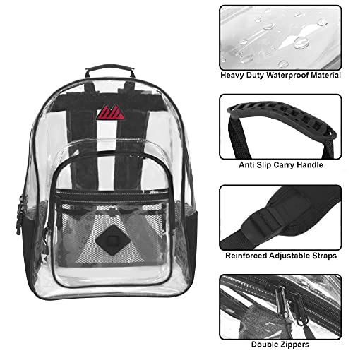 Clear Backpack with Water Bottle Holder, Stadium Approved for Men, Women, Kids