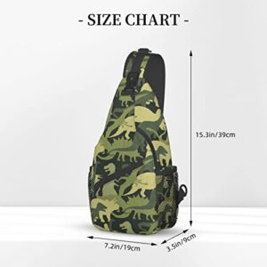 Sling Bags,Green Dinosaur Men Women Shoulder Backpack,Chest Bag Daypack for Hiking Travel