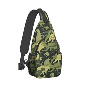 Sling Bags,Green Dinosaur Men Women Shoulder Backpack,Chest Bag Daypack for Hiking Travel