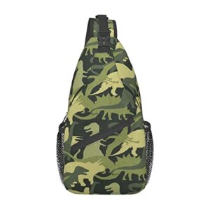 Sling Bags,Green Dinosaur Men Women Shoulder Backpack,Chest Bag Daypack for Hiking Travel