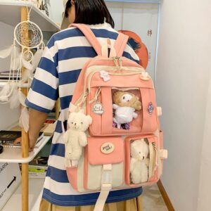 Rcuyyl Kawaii Backpack Backpack Kawaii Pendants and Pins Accessories 5Pcs Set Cute Kawaii Rucksack for School Bag Cute Aesthetic Backpack 17in Travel Rucksack School Bag (Purple2)