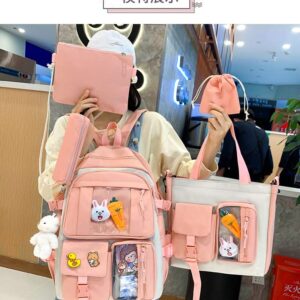 Rcuyyl Kawaii Backpack Backpack Kawaii Pendants and Pins Accessories 5Pcs Set Cute Kawaii Rucksack for School Bag Cute Aesthetic Backpack 17in Travel Rucksack School Bag (Purple2)