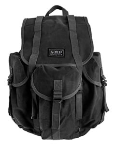 kamp new york campus ii canvas backpack, lightweight & casual daypack for travel, outdoors (black)