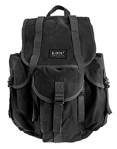 KAMP NEW YORK Campus II Canvas Backpack, Lightweight & Casual Daypack for Travel, Outdoors (Black)